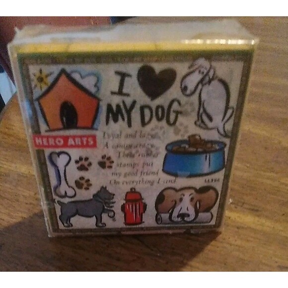 I Love My Dog Set of 9  by Hero Arts Rubber Stamp Wood Mounting - Picture 1 of 2